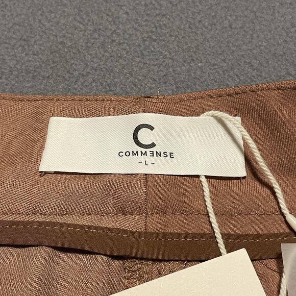 Commense Pants Womens Large Brown Cropped Trousers Polyester Blend New Tags - Picture 3 of 10